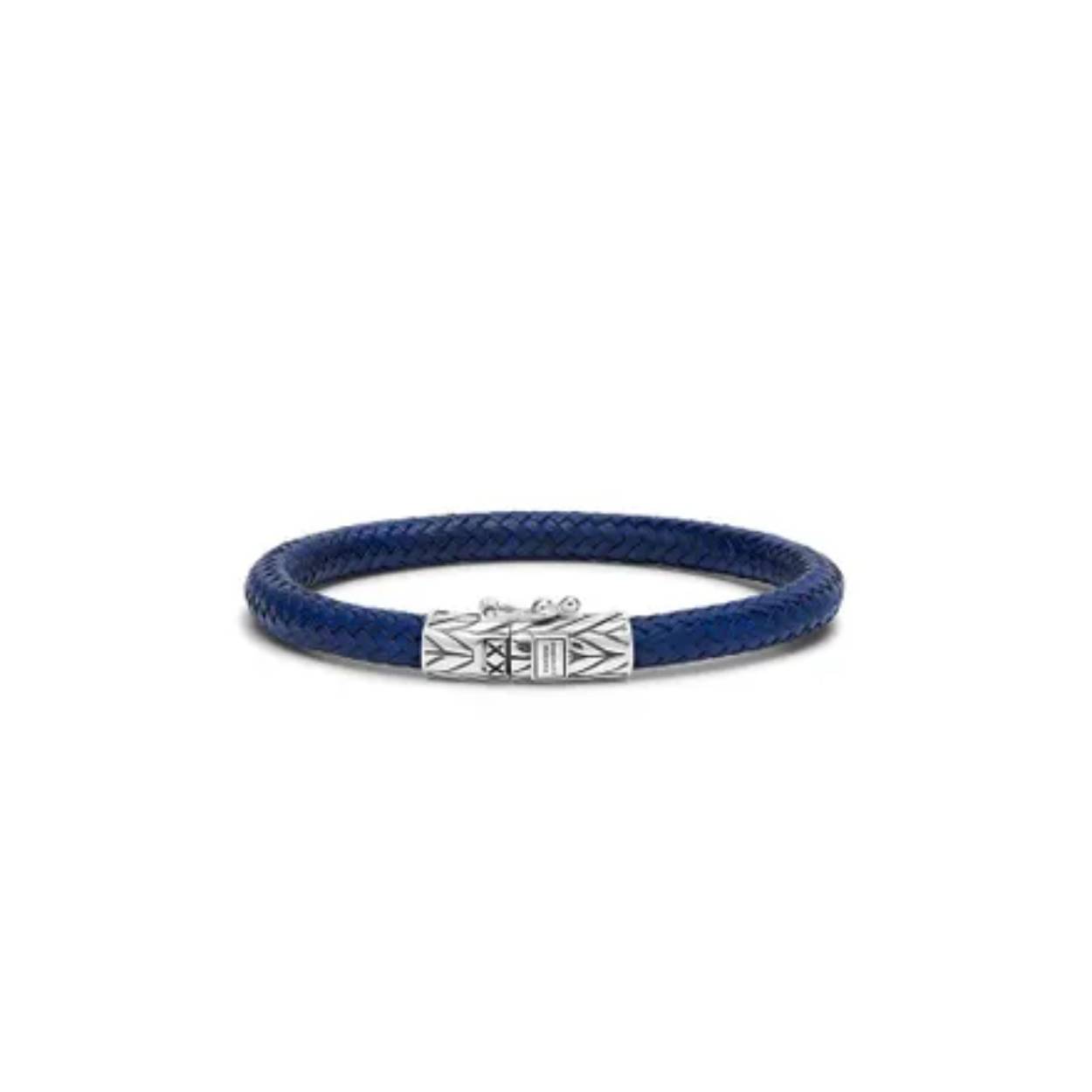 Buddha to Buddha - Ellen Leather Bracelet Navy Armband, zilver 149BU C+, maat 17cm - 001J051498311