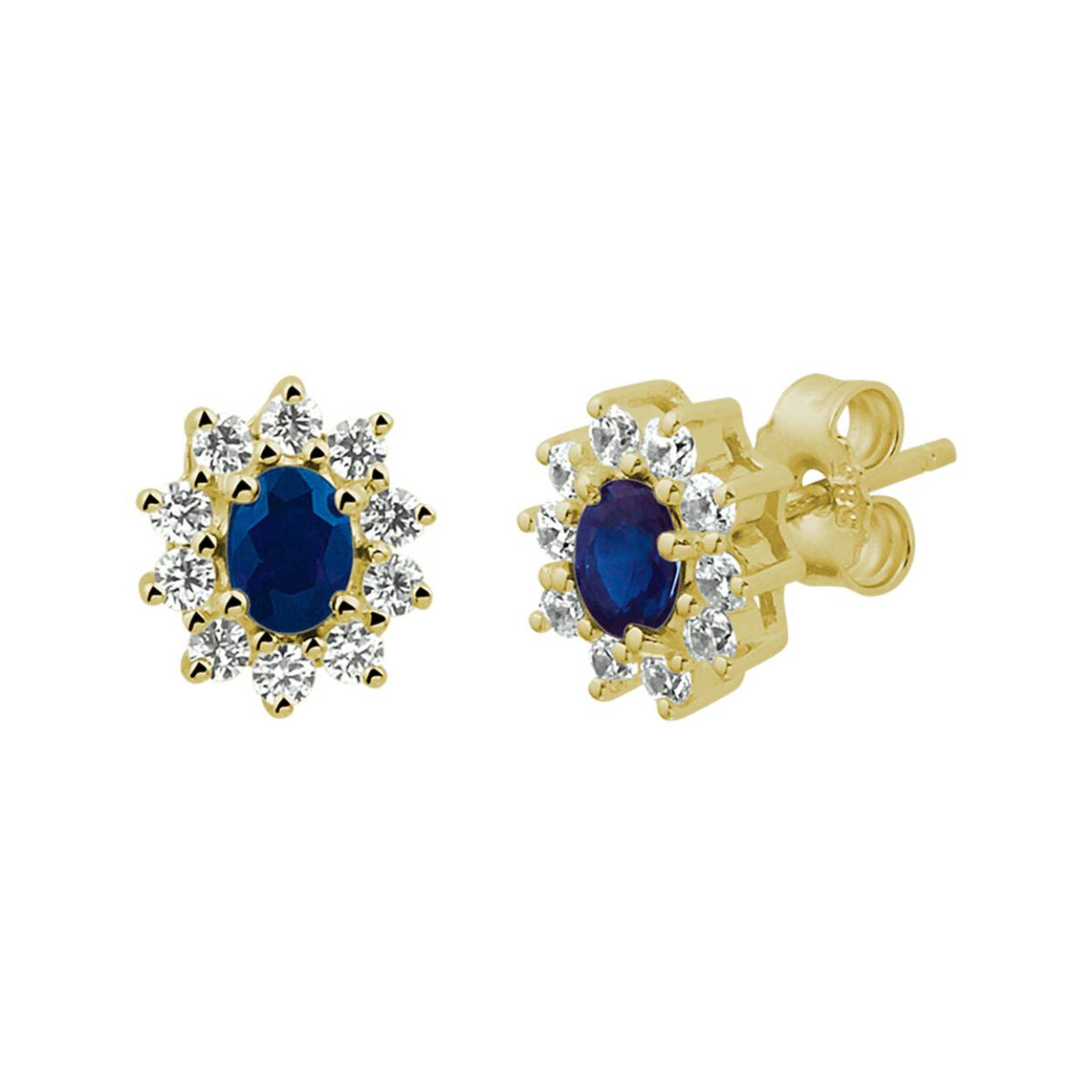 saffier met diamant oorknoppen