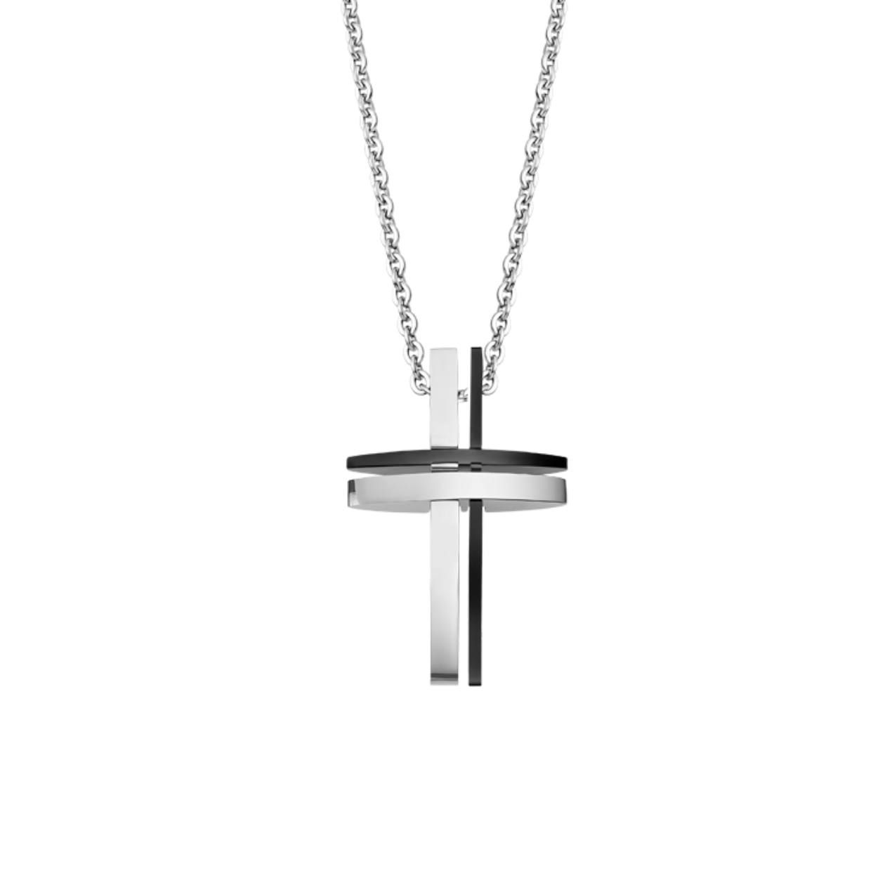 Edelstalen collier van Lotus Style met kruis 