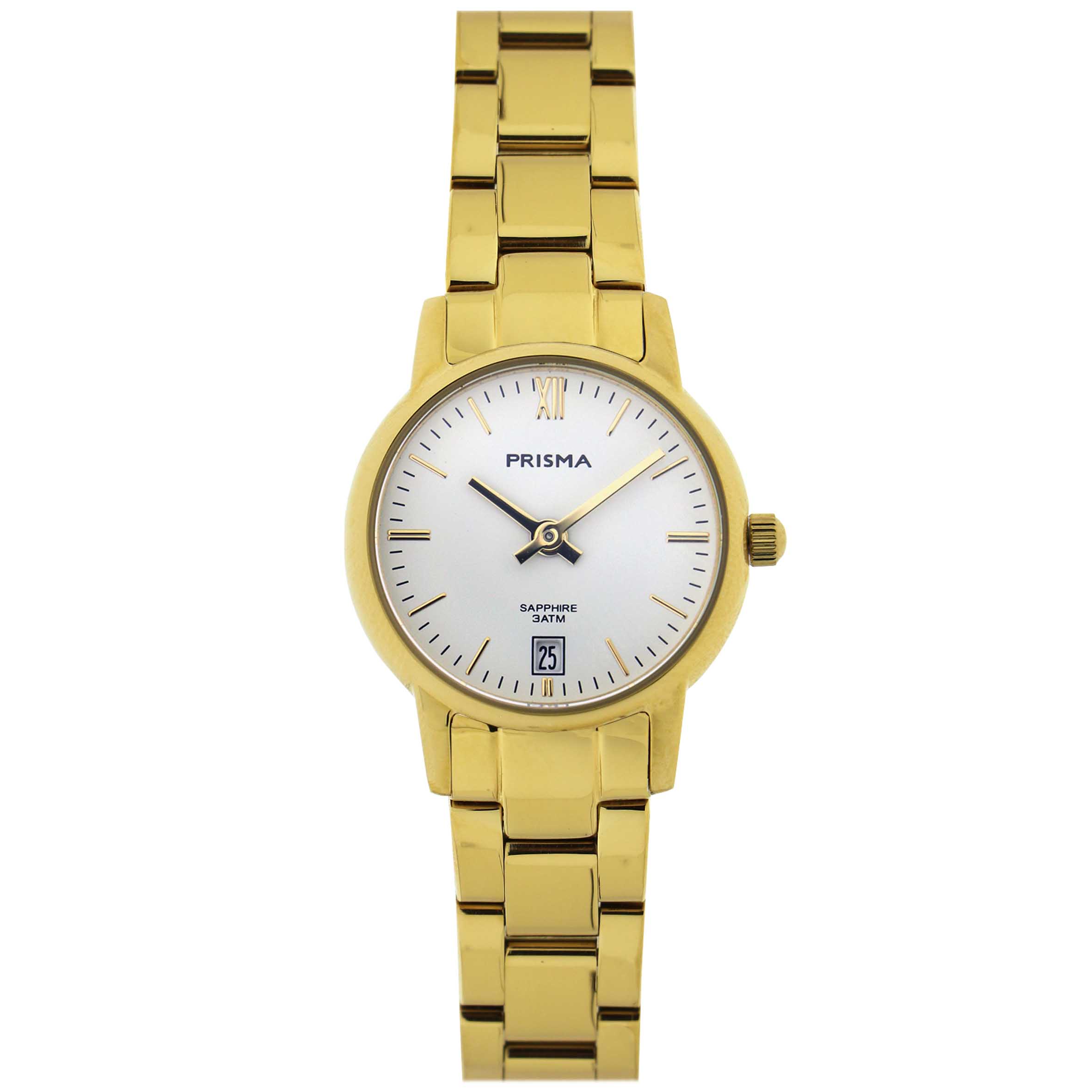 Prisma horloge P2365 Penina Gold dames edelstaal saffierglas 3 ATM

Algemeen
Geslacht: dames
Model: P.2365

Voordelen
- Solid all-stainless steel bracelet goudkleurige met vlindersluiting
- rond model
- wijzerplaat wit met goudkleurige index
- waterdicht all-weather
- glas is zeer krasvast
- quartz uurwerk
- maat kast 22 mm (breedte) 6mm (dikte)

