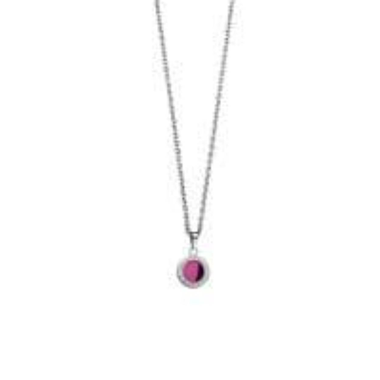 Edelstaal bering collier met paarse hanger 