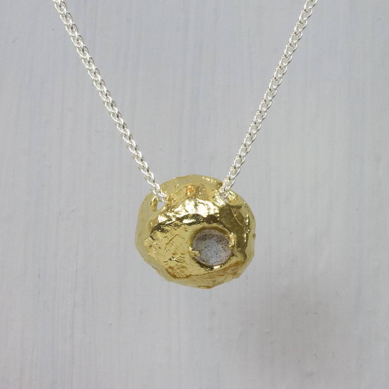 Jeh Jewels Collier zilver + hanger verguld + Labradoriet JEH20806