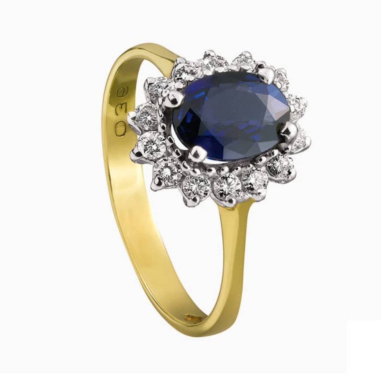 14krt geelgouden Entourage ring saff/diamant