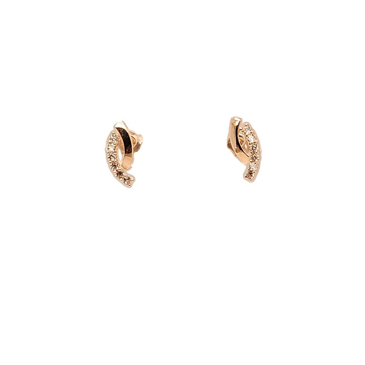 geelgouden oorknop met zirconia