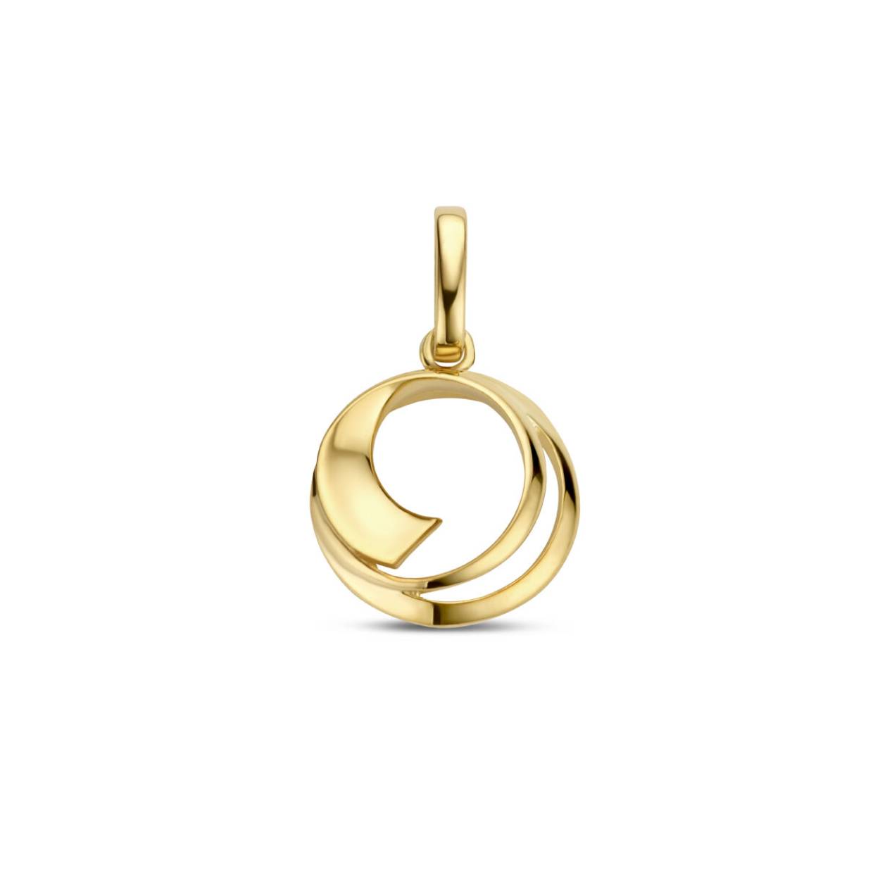 14k Geelgouden hanger met een diameter van 11mm en een totale hoogte van 1.8cm.