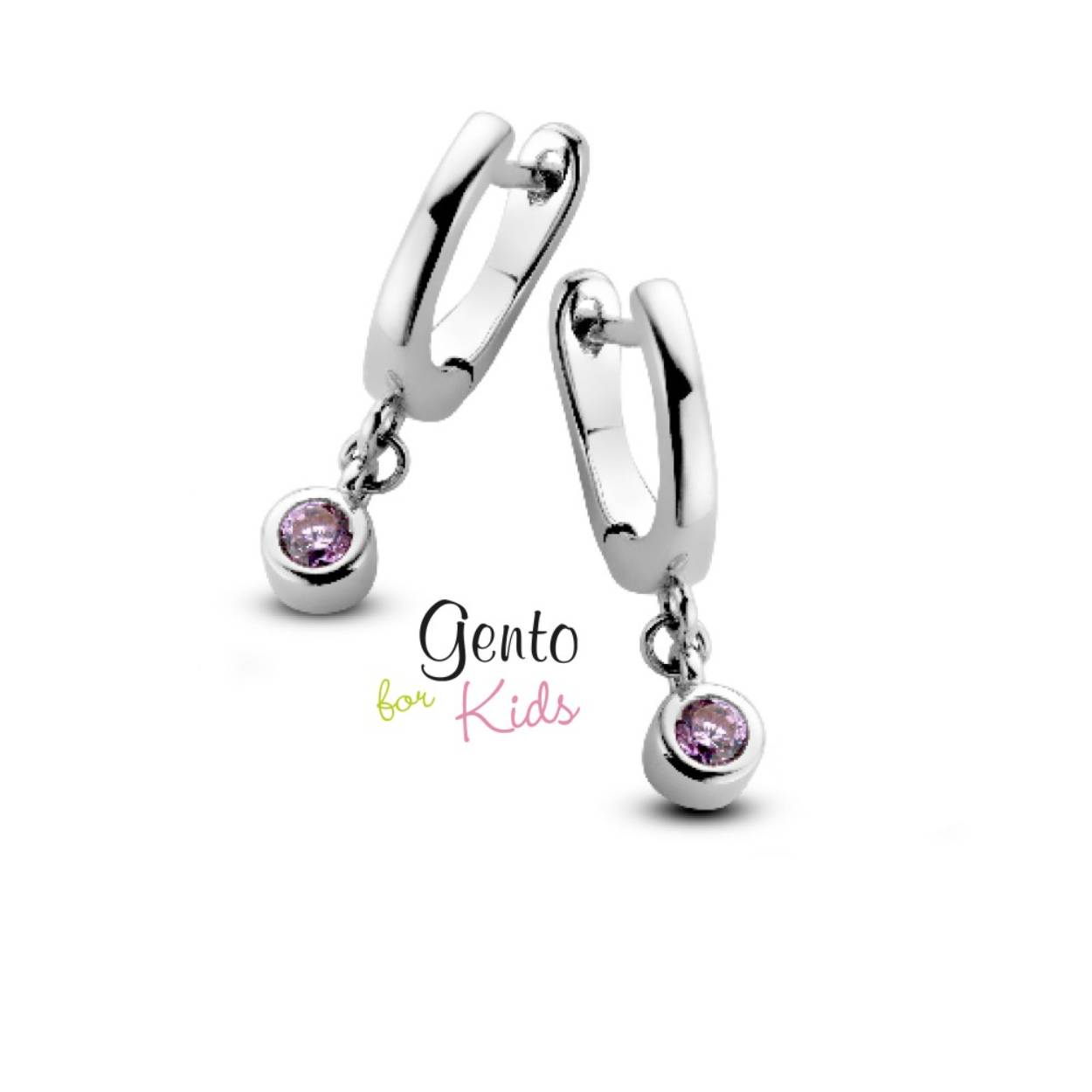 Zilveren hangers met roze steentjes