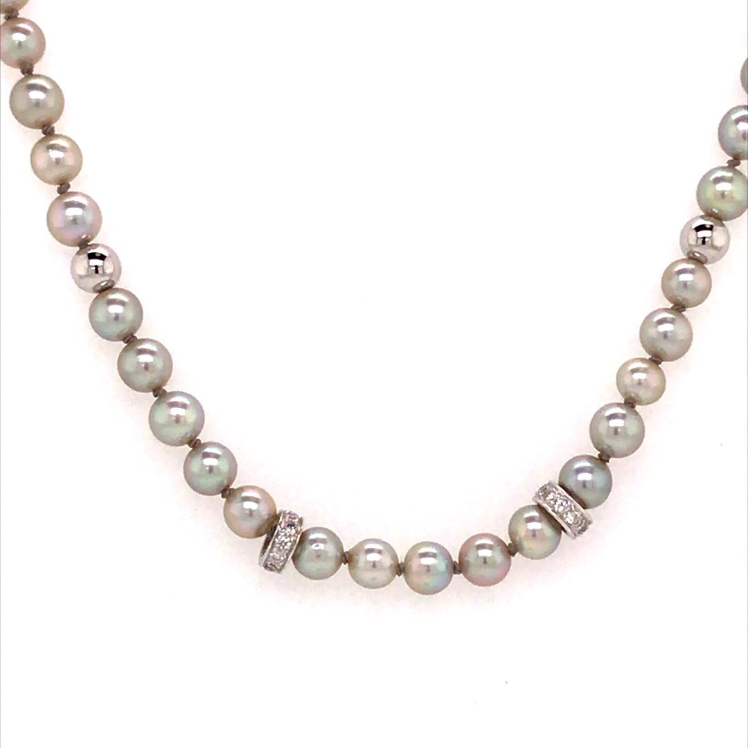 Akoya parel grijs met diamant