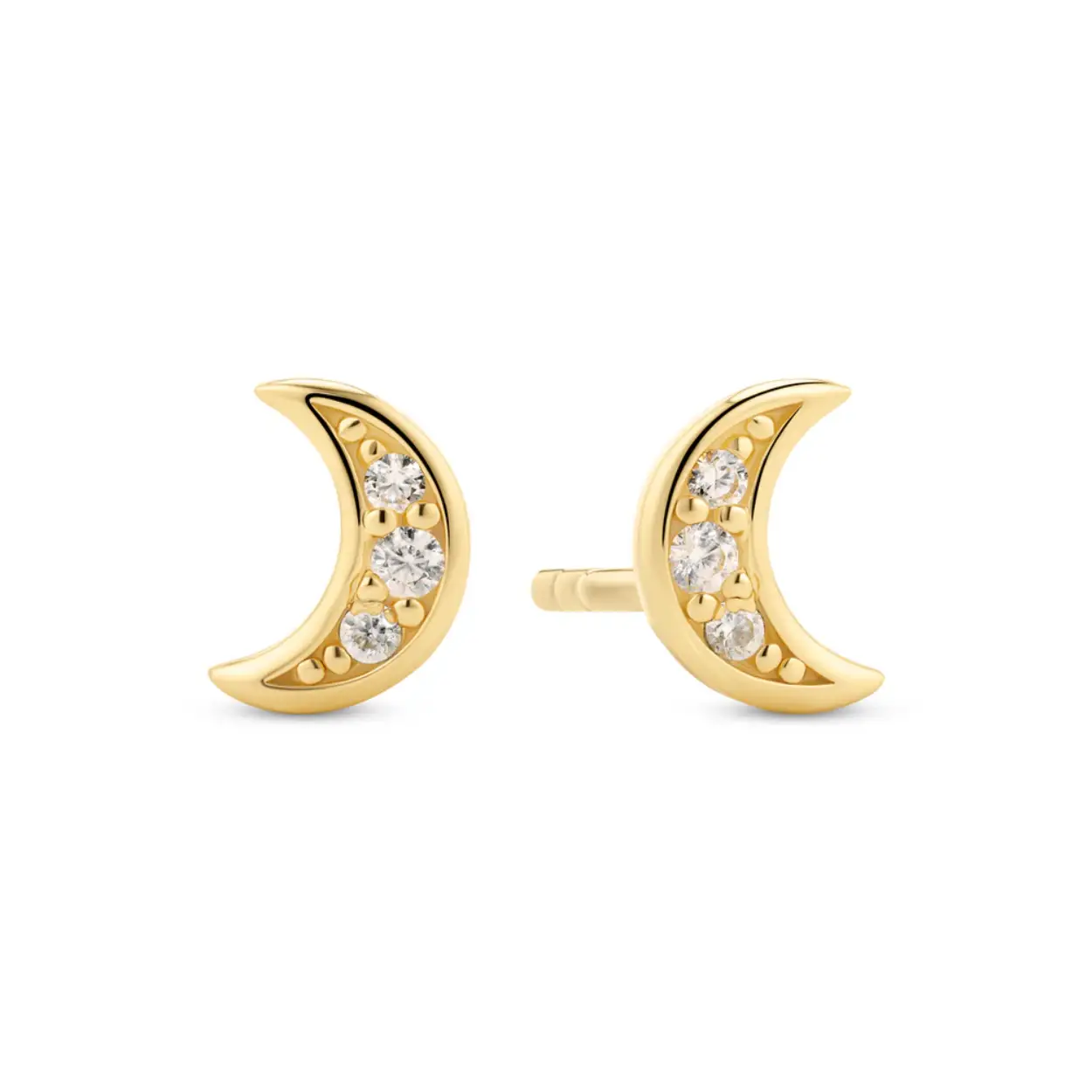 EARRINGS LUNA 18K GOLD PLATED, WITH WHITE ZIRCONIA.
