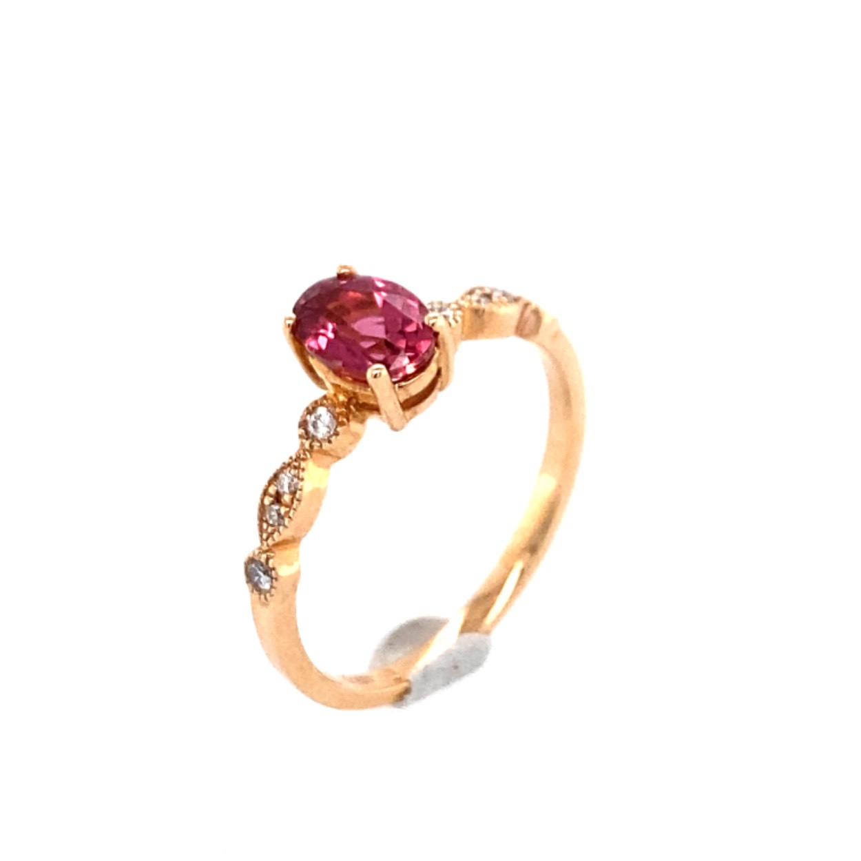 rosé gouden ring met aquamarijn en briljant
