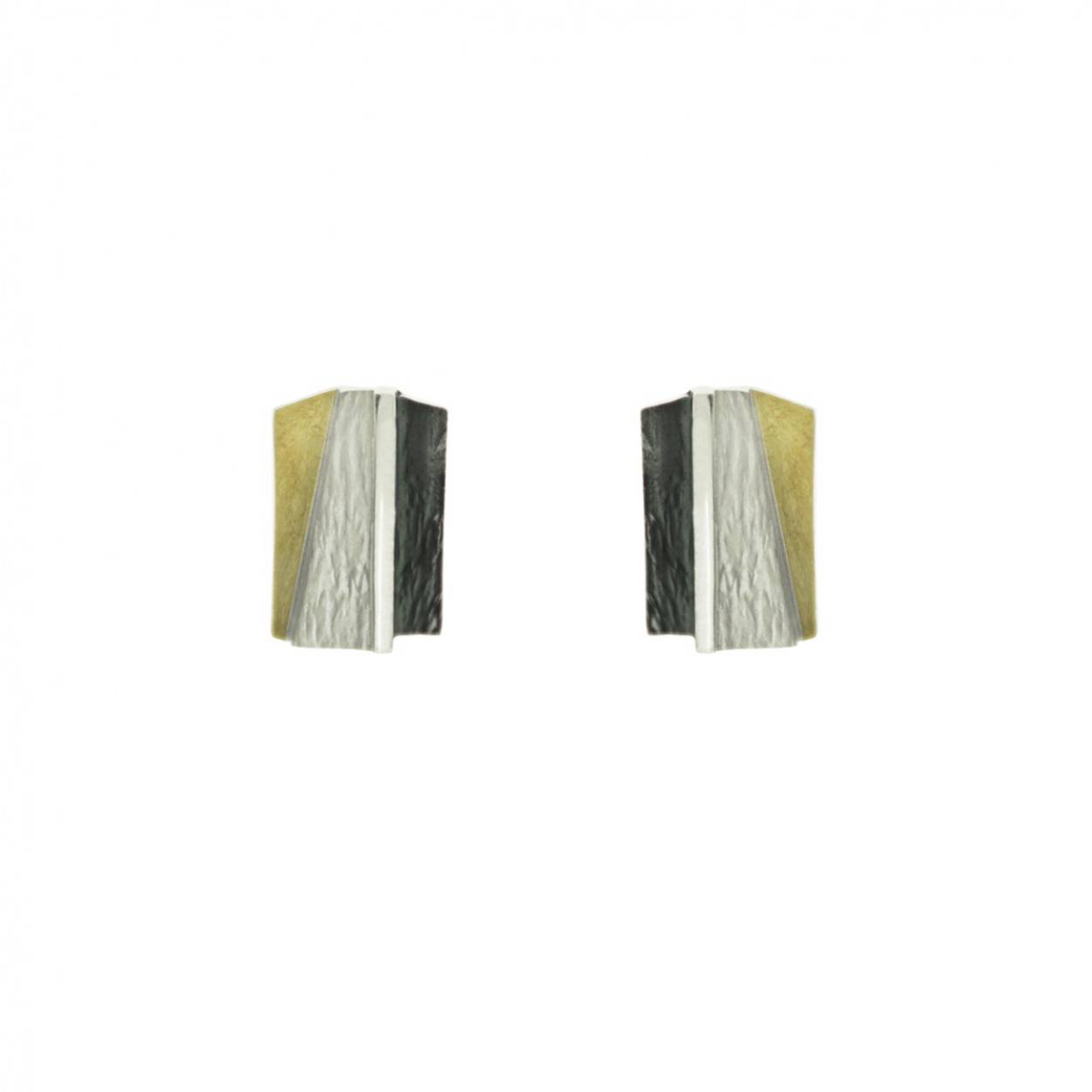 White 925 silver earrings combined with oxidized silver and 18k yellow gold.