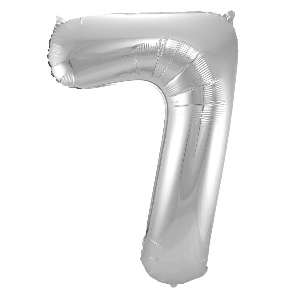 Zilveren Folieballon Cijfer 7 - 86 cm. Inhoud: 1 folieballon. Kleur: Zilverkleurig. Bijvoorbeeld te gebruiken tijdens de volgende feestgelegenheid/feestgelegenheden: Verjaardag, Jubileum en Kinderfeestje. Deze folieballon is 34 inch/86 cm. Het artikel is gemaakt van folie.