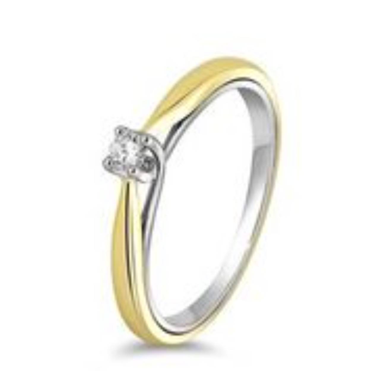 Gouden ring G/W 1-0.07 H/SI Diamant maat 17.5