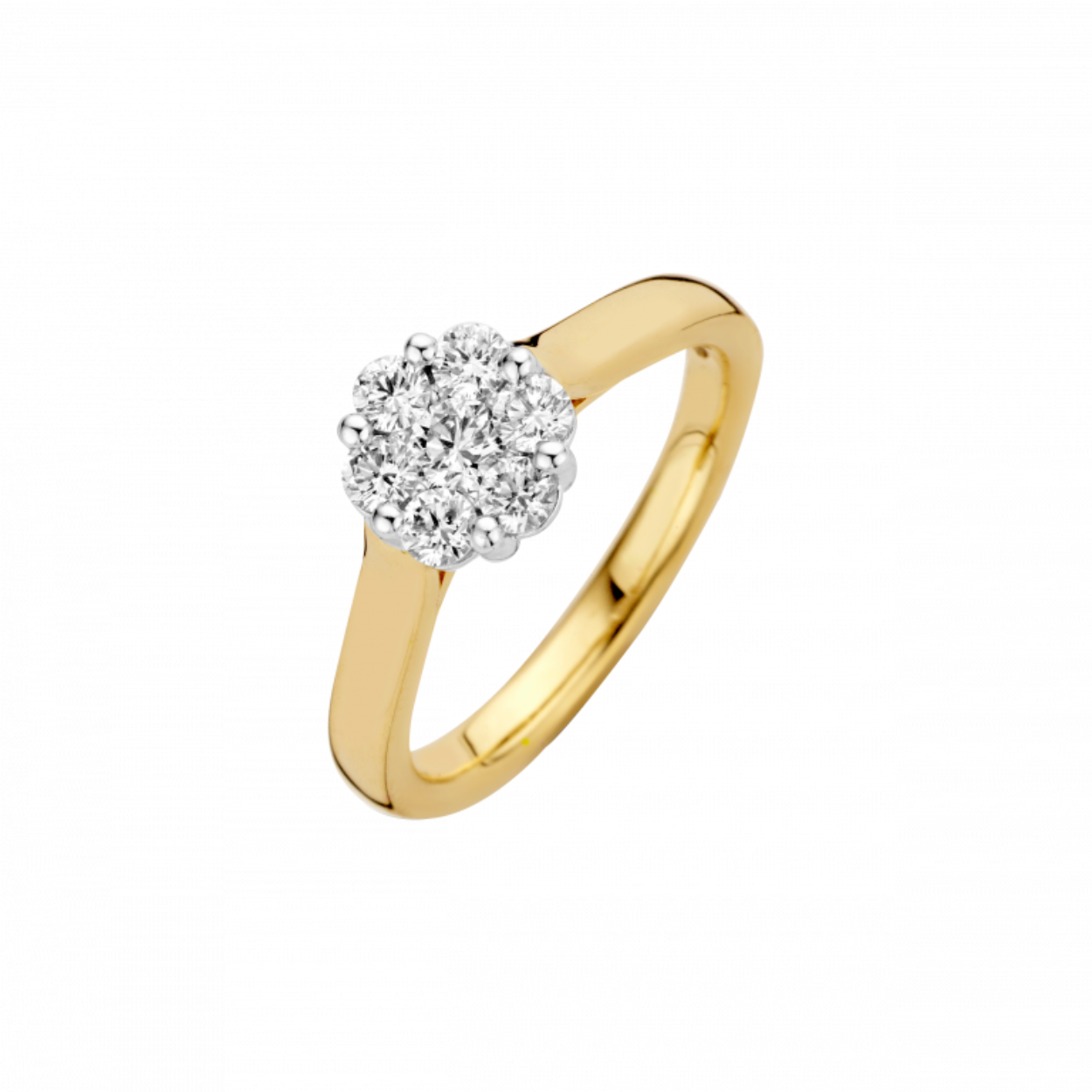 Sieraden uit de serie MONDO, hebben een elegante weelderige uitstraling. Door de in entourage gezette briljanten schitteren de sieraden prachtig. De briljanten zijn zo dicht tegen elkaar gezet dat het bijna een grote briljant lijkt MONDO bestaat uit ringen, hangers en oorsieraden. Deze hanger wordt zonder collier geleverd.