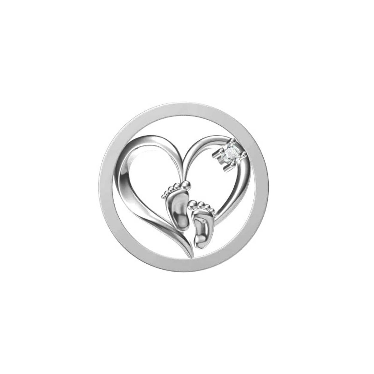 MY iMenso Mezza (24mm) insignia fantasy "Babby feet & Heart" (925/rhod-plated)