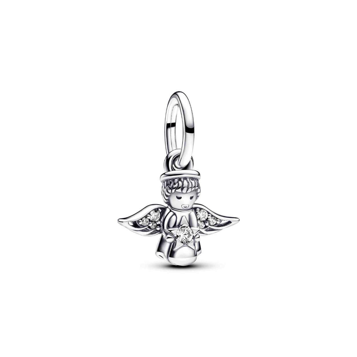 Angel sterling silver dangle 
with clear cubic zirconia