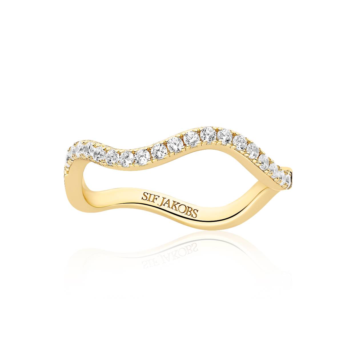 Sif Jakobs ring 'Ellera Waves' SJ-R3869-CZ-YG zilver 18 krt. goldplated
Ringmaat: 54
Breedte in mm: 2