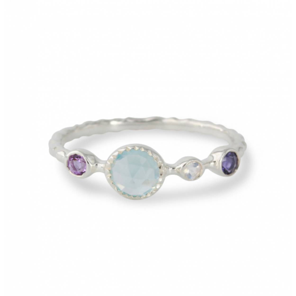 Zilveren ring Amethist, Iolith, topaas