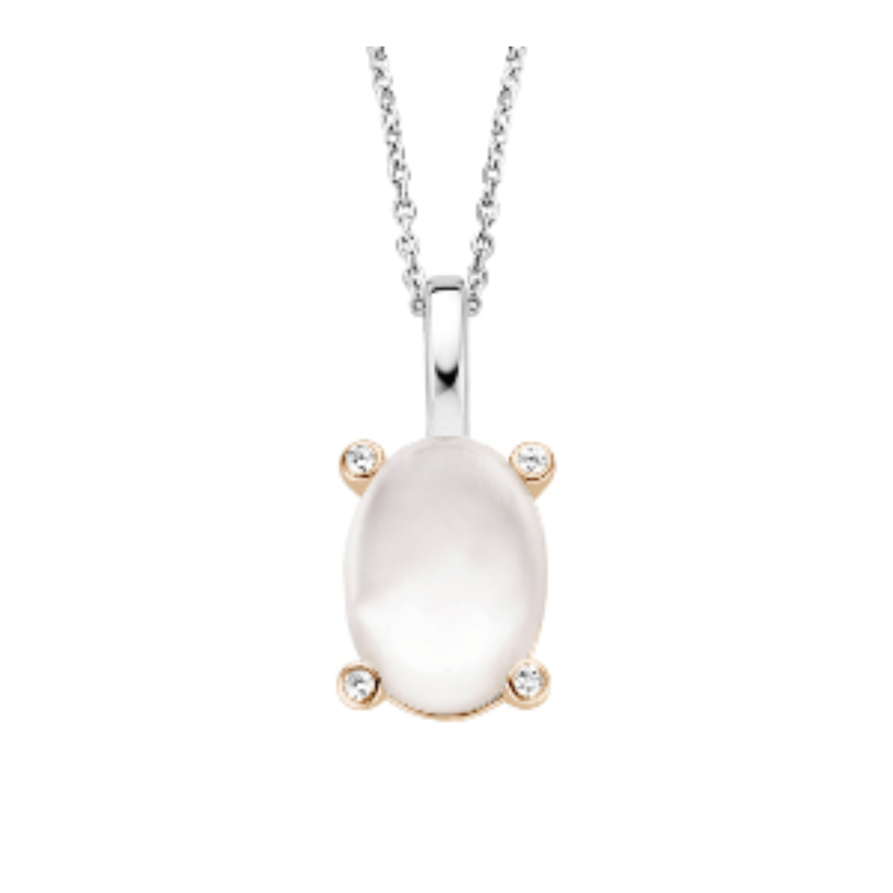 zilveren collier met hanger melkwit