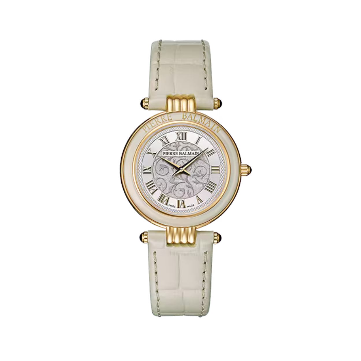 Witte Balmain horloge met goudkleurige details.