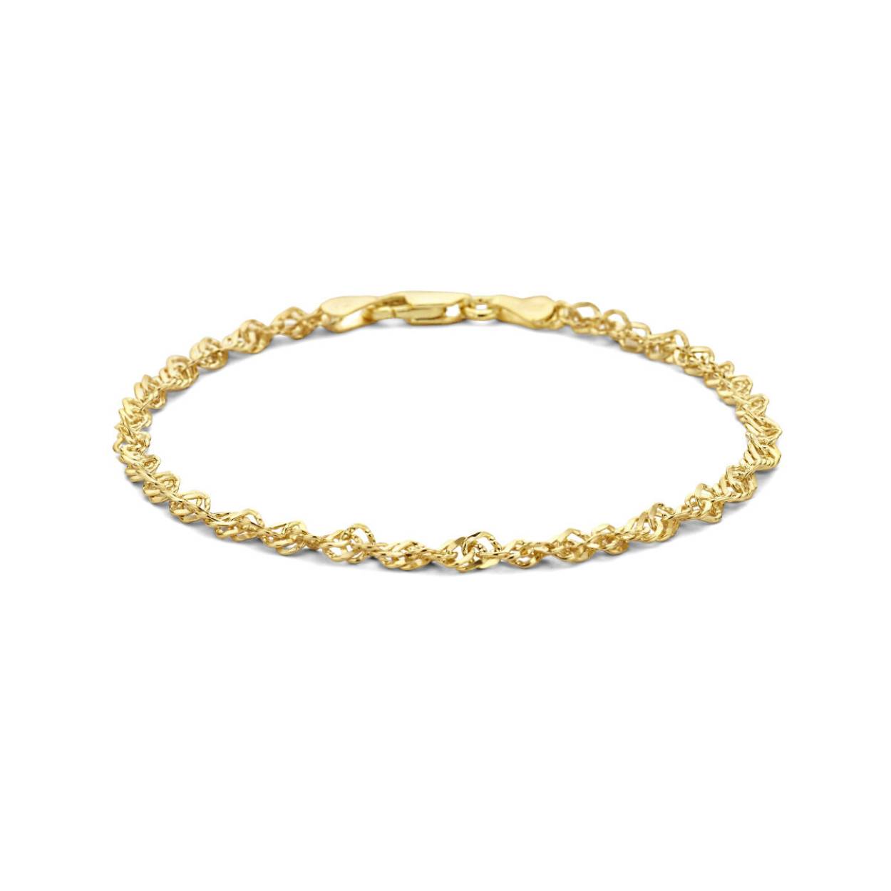 Fjory - Geelgouden singapore armband met zilveren kern. 3mm, 18cm - 40-SIN0318