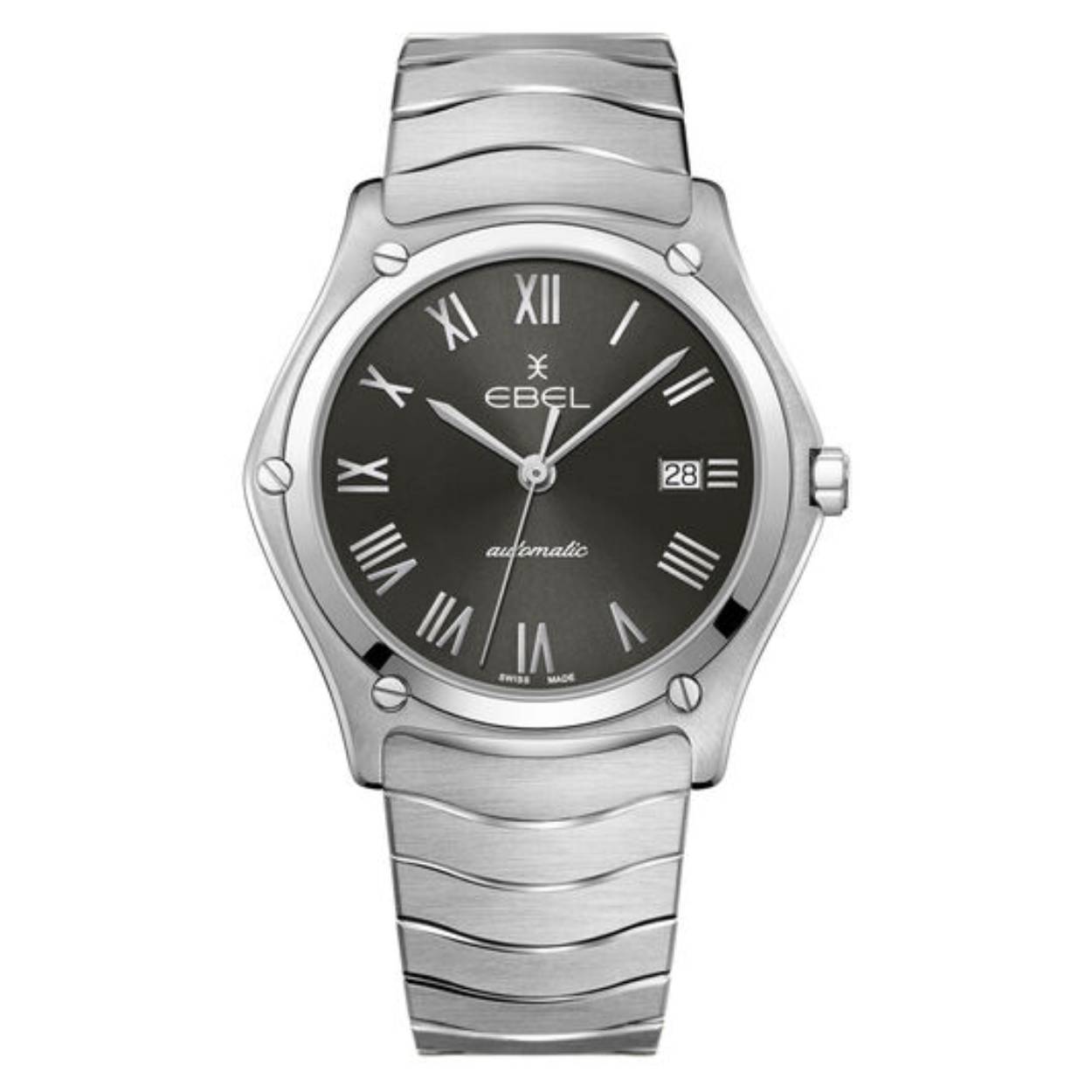 EBEL Sport Classic - 1216420A heren pols horloge. Edelstalen kast . Ø 40 mm. Blauwe wijzerplaat met Romeinse cijfers. Ontspiegeld Saffier glas. Edelstalen Wave band met klap sluiting. Zwitsers quartz uurwerk. 5 ATM waterdicht.