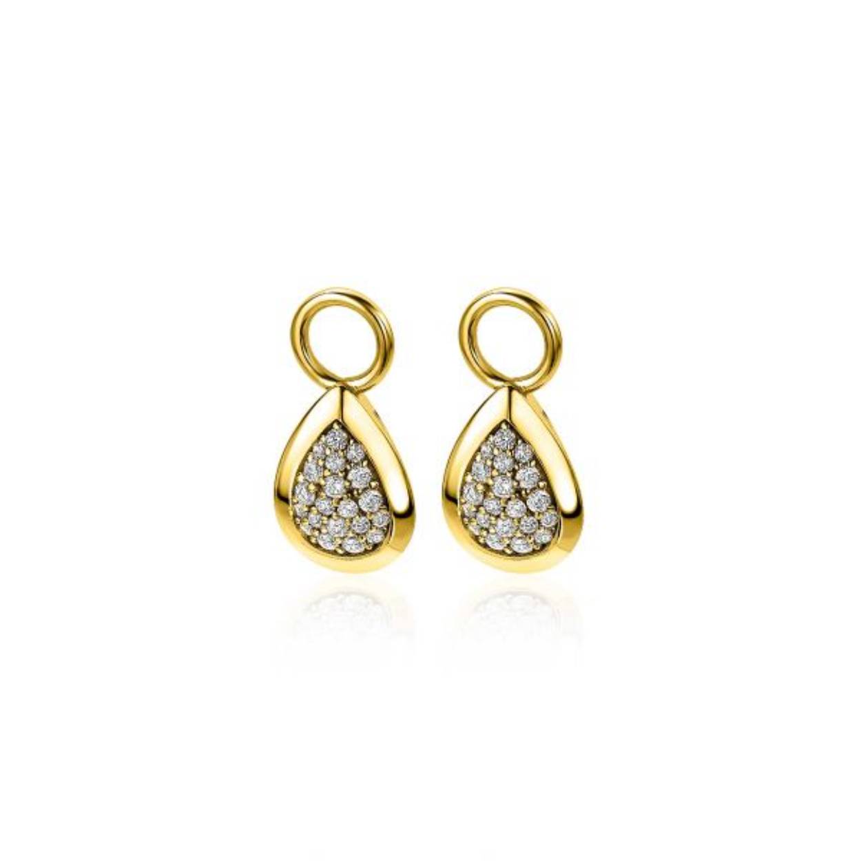 ZINZI gold plated zilveren oorbedels druppel wit ZICH1768G (excl. oorringen)