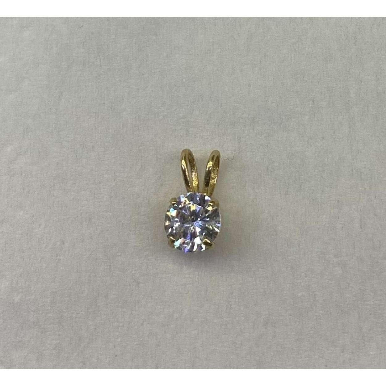 14 karaat geel gouden solitair hanger met zirkonia.
