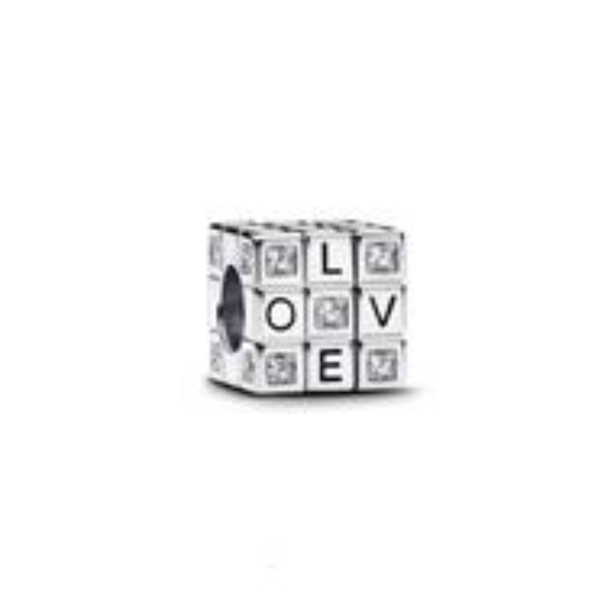 Toy cube zilver met zirkonia beweegbaar
