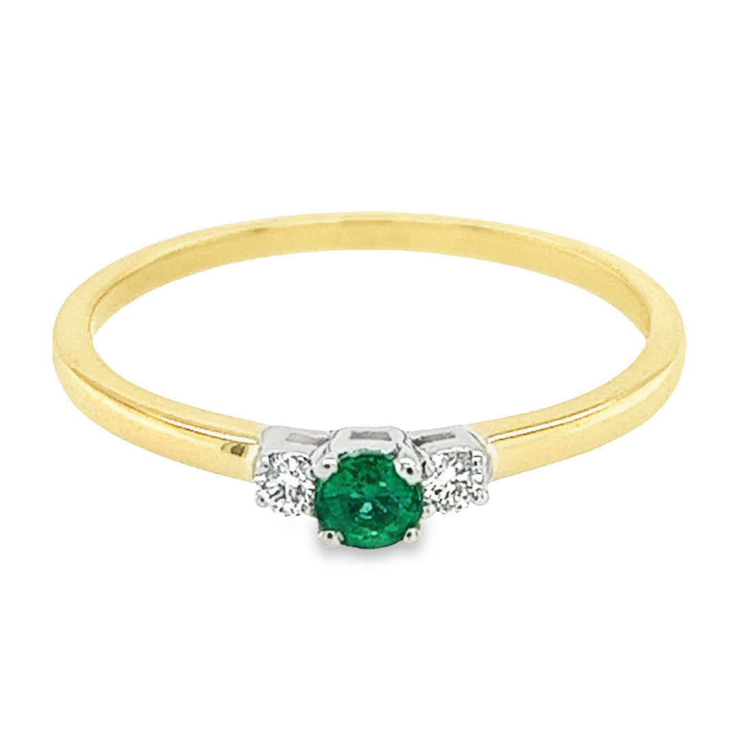 Smaragd 3,1mm en Briljant geslepen diamant 0,06 karaat TW/SI