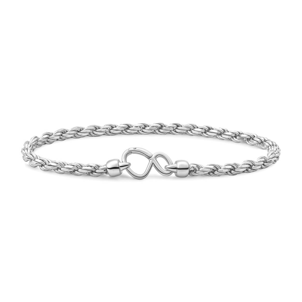 Link Bracelet/Necklace-Rope chain rhodium plated silver 19cm