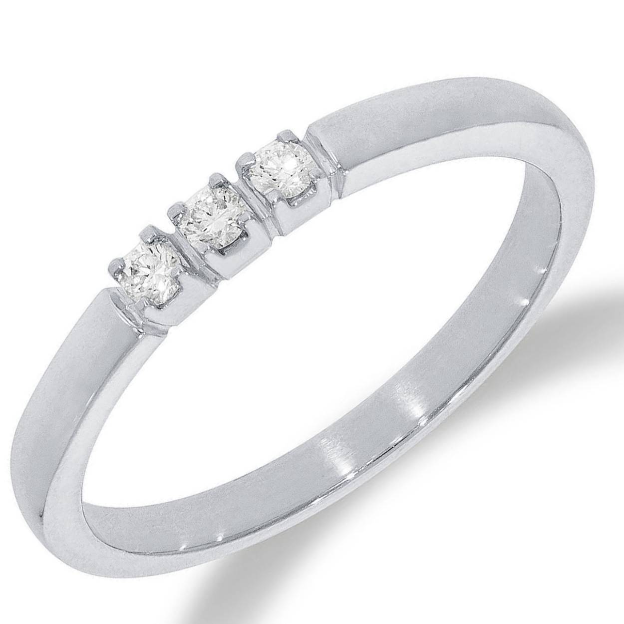 Deze wit gouden Alliance ring is gezet met 3x 0.03 crt diamant, briljant geslepen. de kwaliteit is H S1.