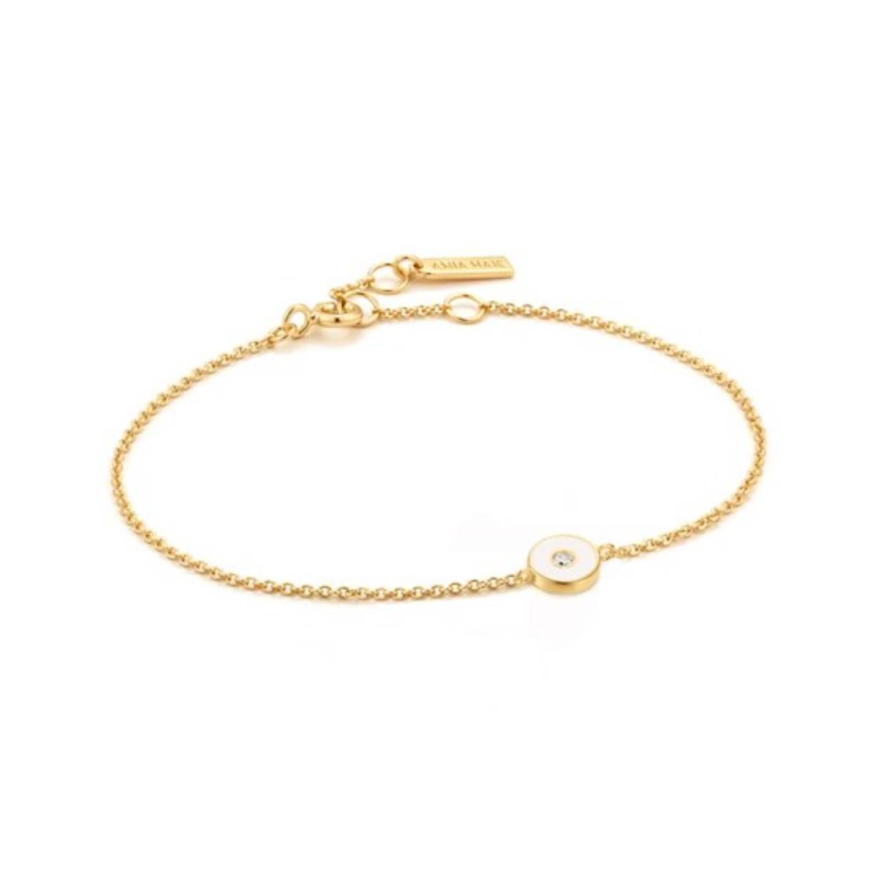 Ania Haie armband zilver verguld met emaille/zirconia  tussenstuk