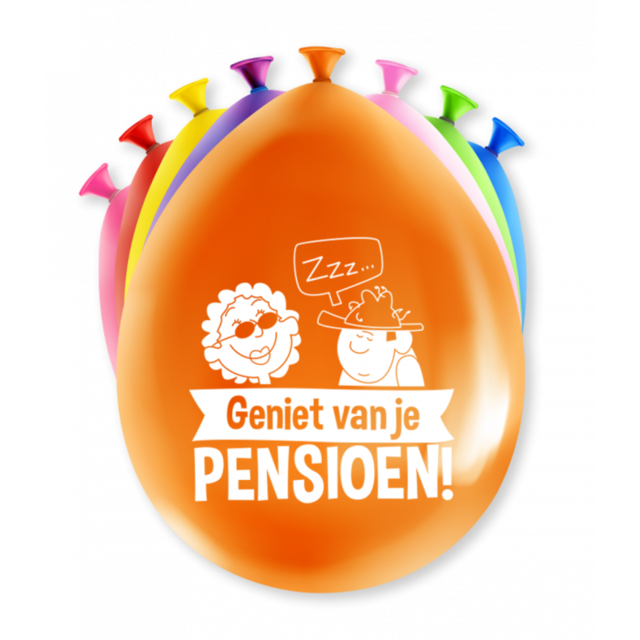 Een feestje kan niet zonder ballonnen en als u party ballonnen met Pensioen koopt dan krijgt u er maar liefst 8 per verpakking! De ballonnen zijn gemaakt van latex en zijn ongeveer 30 bij 30 centimeter groot.