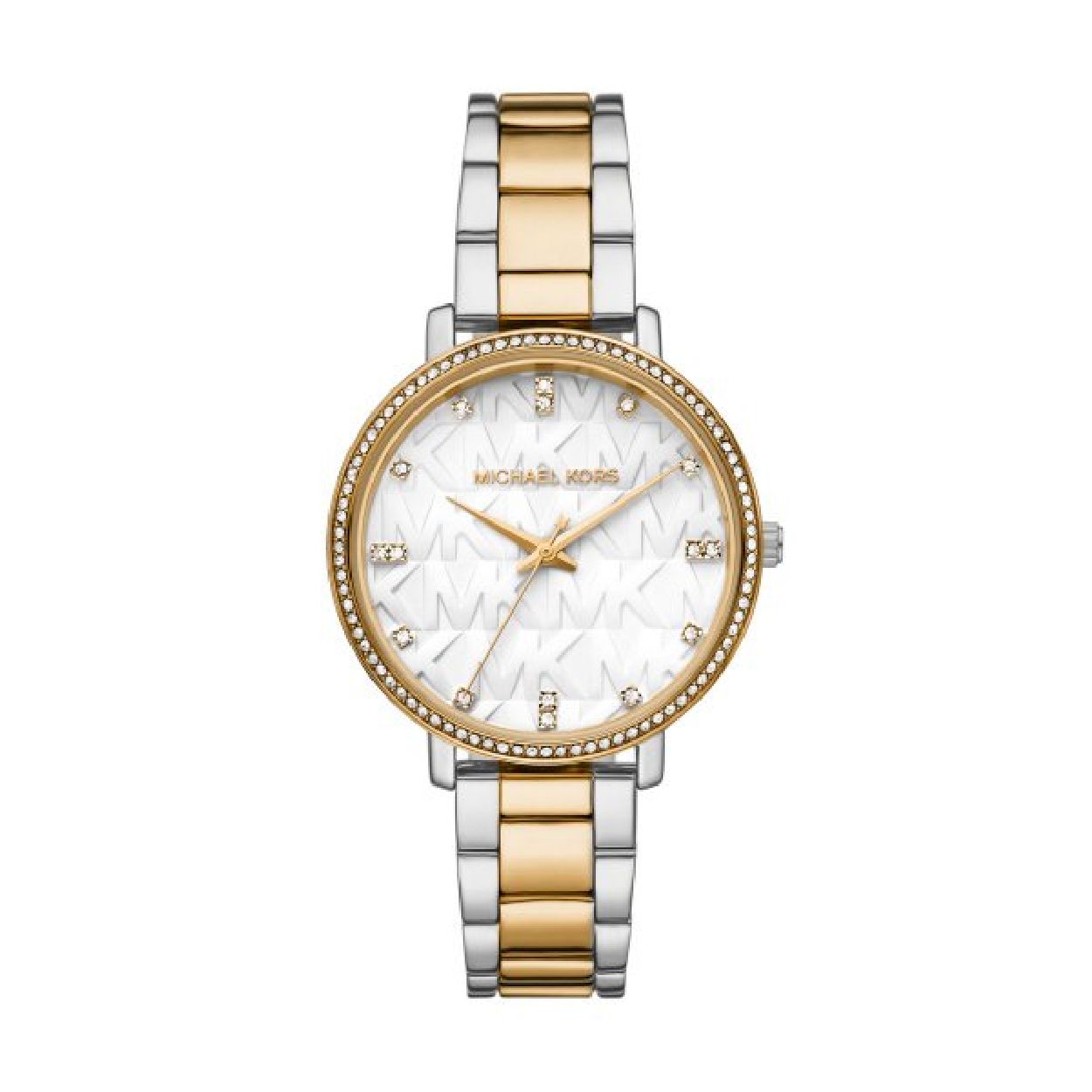 Michael Kors dames pols horloge staal met stalen band bicolor uit de collectie Pyper.