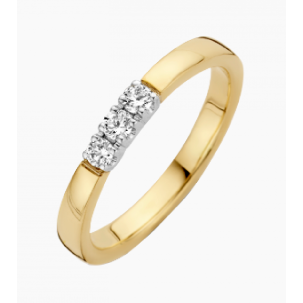 Briljant ring man made briljant goud Memoria 3x 0.10ct H/Si