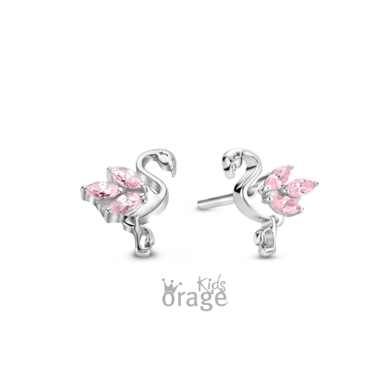 Orage Kids oorstekers roze flamingo - K2801