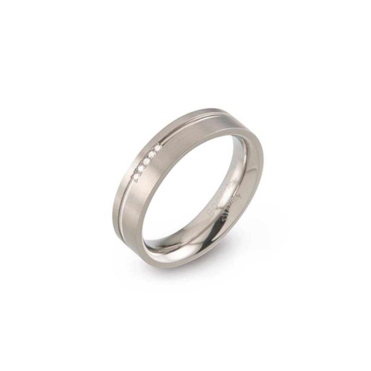 Boccia titanium ring 5 briljanten van samen 0.025ct