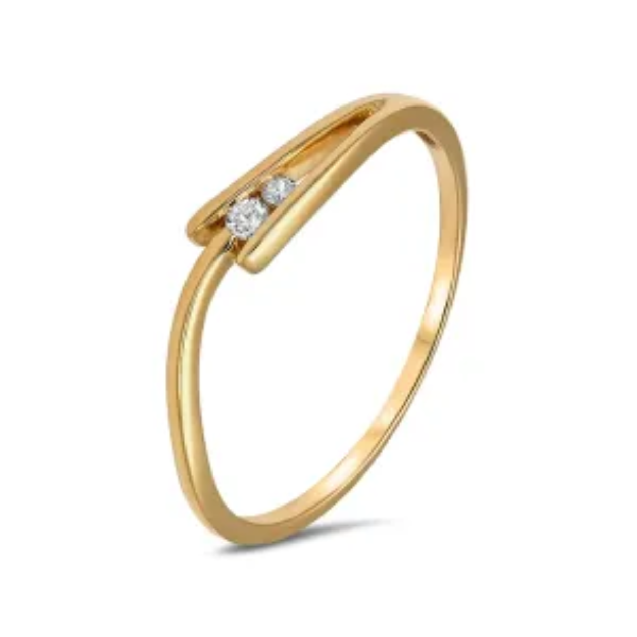 Geelgouden diamant ring 2-0.03 maat 50
