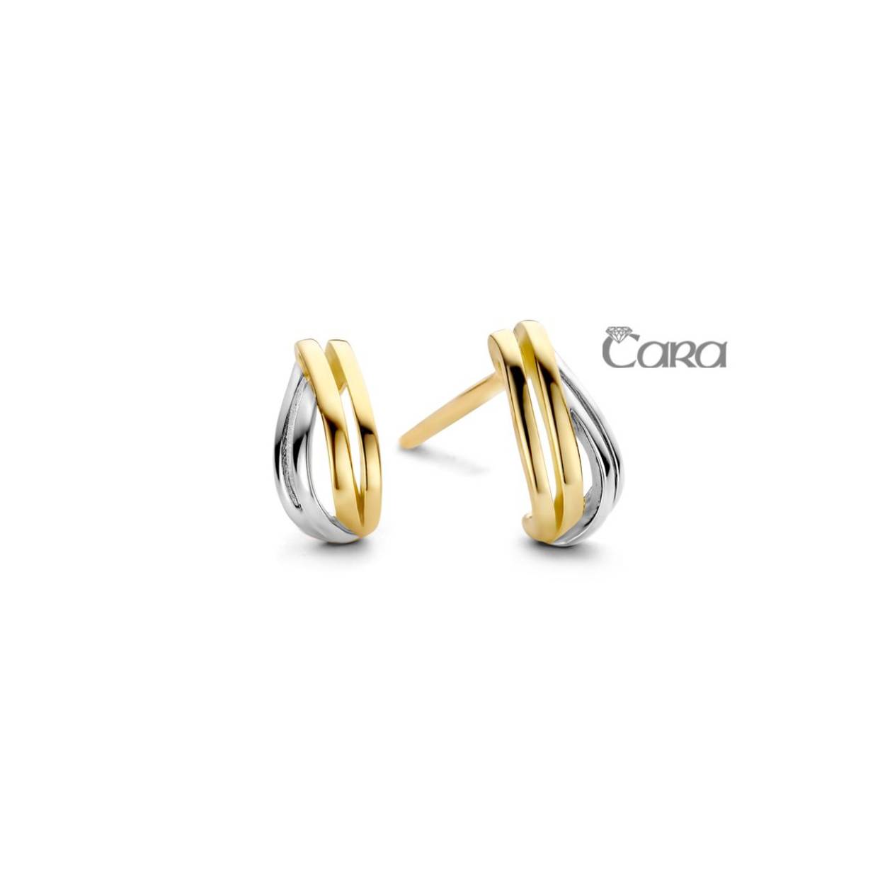 Cara oorstekers geel en wit goud 