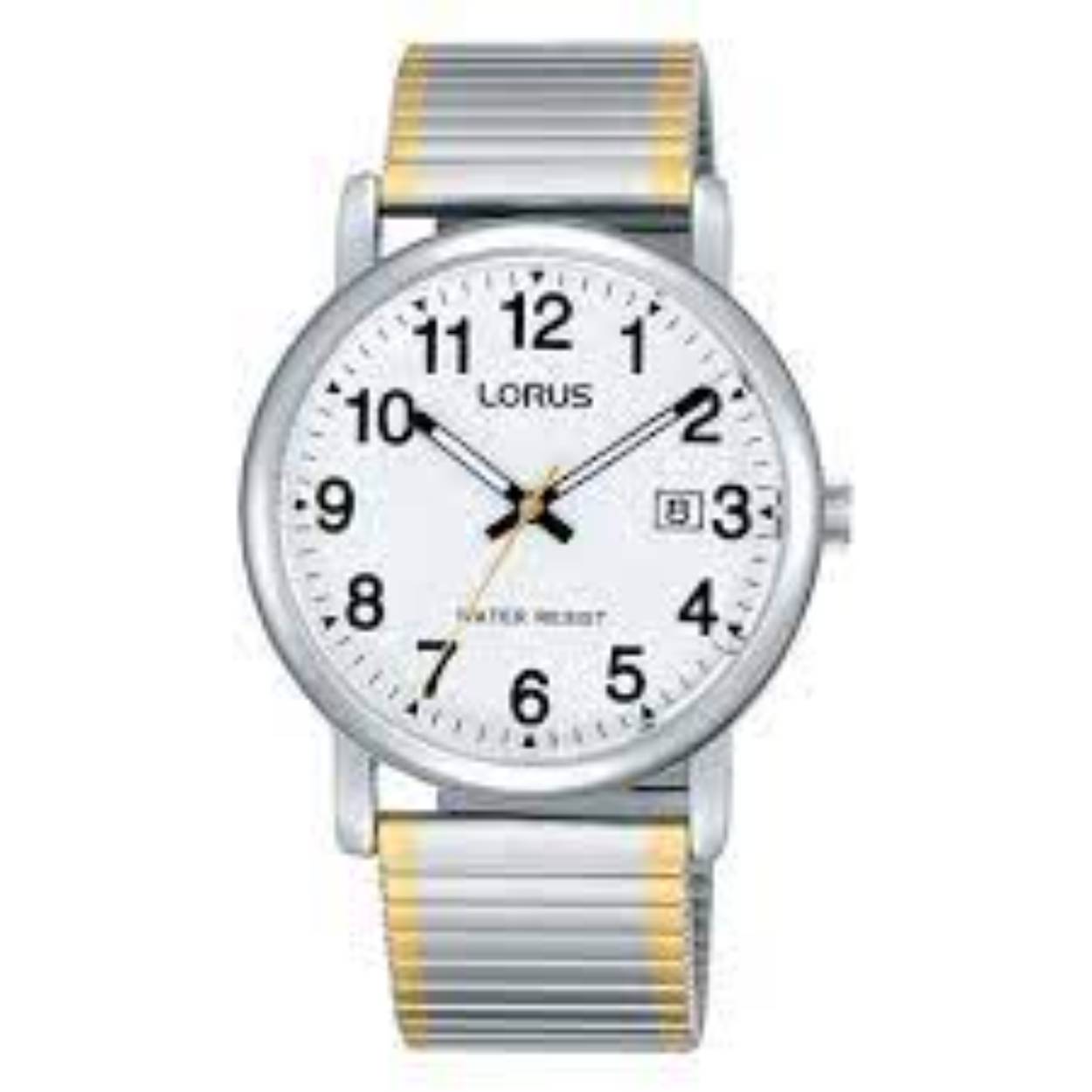 Lorus RG861CX5 stalen  bicolor horloge met  rekband. Het horloge heeft een duidelijke wijzerplaat. 