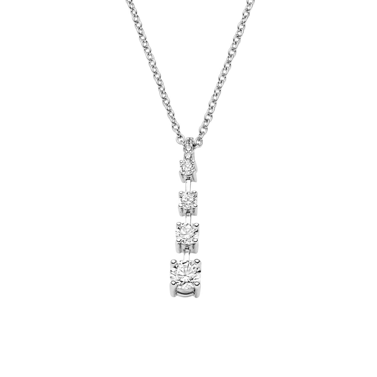 Prachtige zilveren collier met 4 zirkonia's. Combineer deze met bijpassende oorsieraden. 