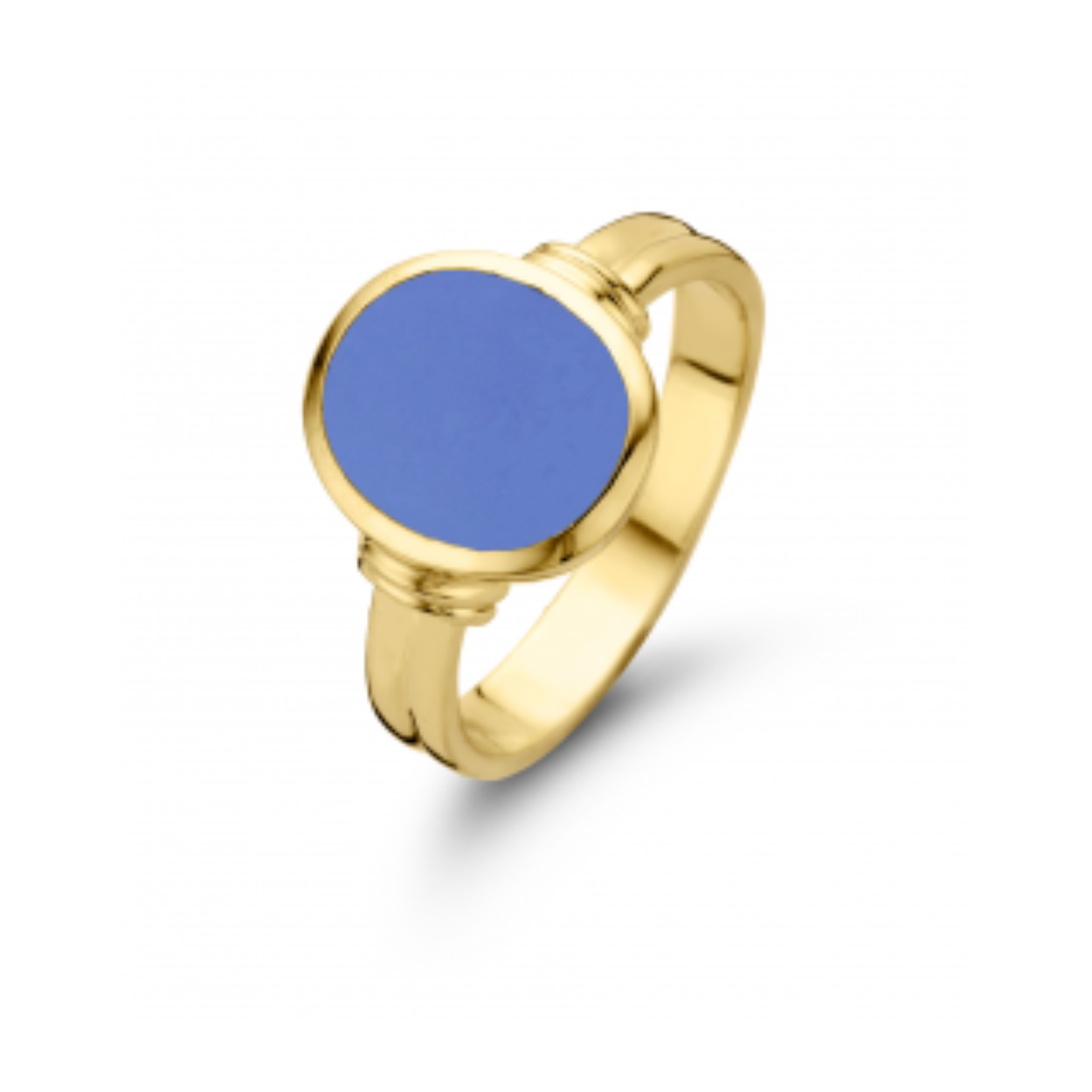Massief met Blauwlagensteen, steenmaat 11,5x9,5 14krt massief gouden zegelring, voorzien van een `585' 14krt goud keurteken. De ring is uitgevoerd met een echte Blauwlagen met steenmaat: 11,5*9,5 mm en heeft een gewicht van ca. 6,0 gram.