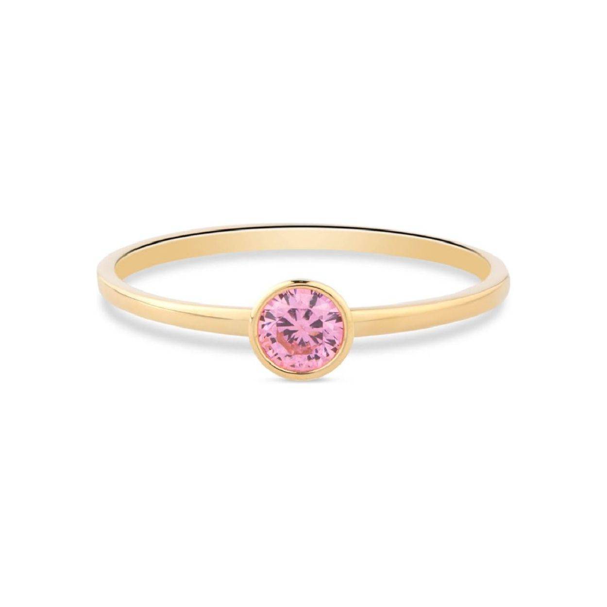Dit is een ring van het merk Swing Jewels. De kleur van het sieraad is geelgoud. Dit sieraad bevat de edelsteen: zirconia. De kleur van deze edelsteen is: roze.