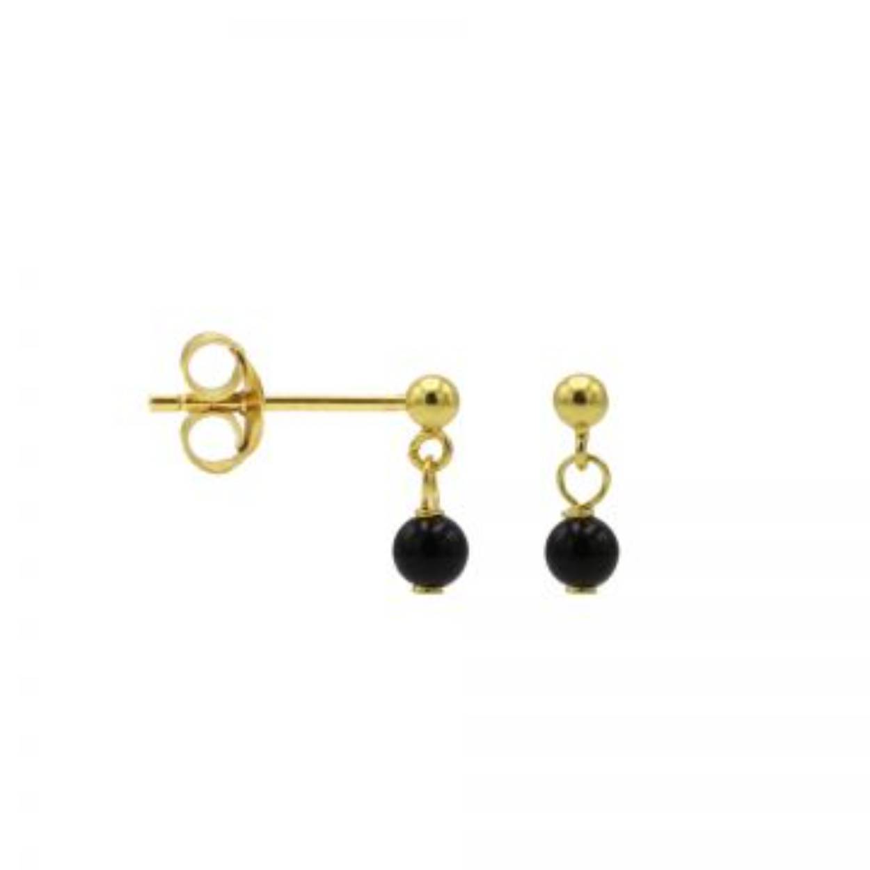 Hanging Symbols Dot Onyx Stone Goldplated