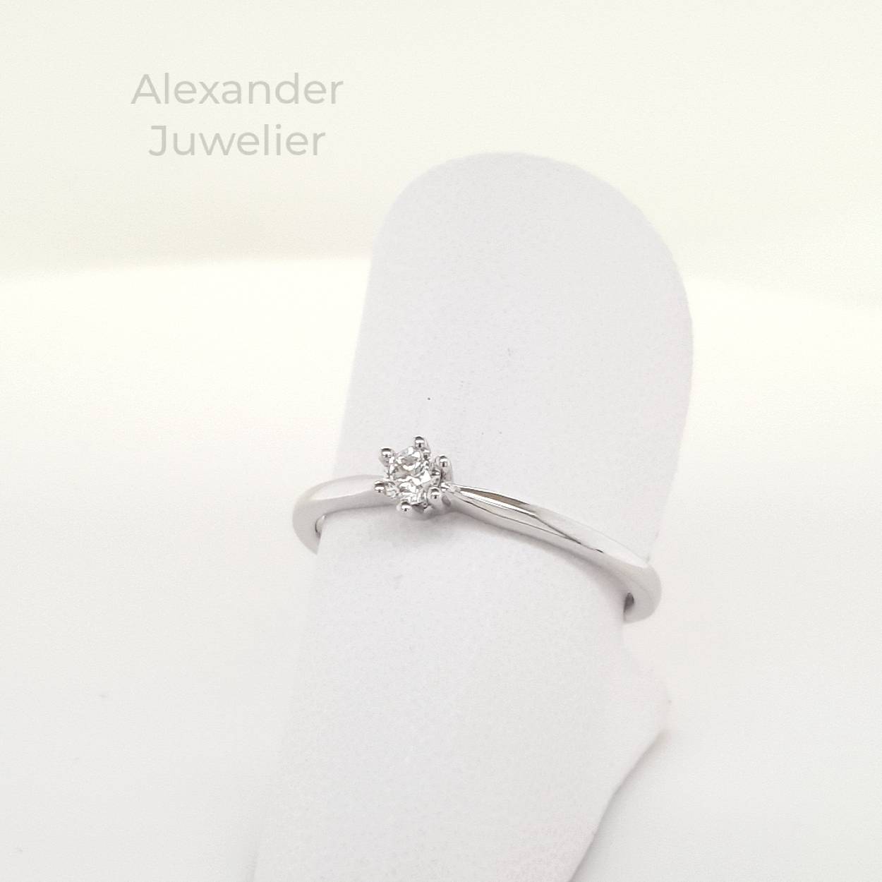 14 krt witgouden solitair ring met 0.10ct diamant H-SI