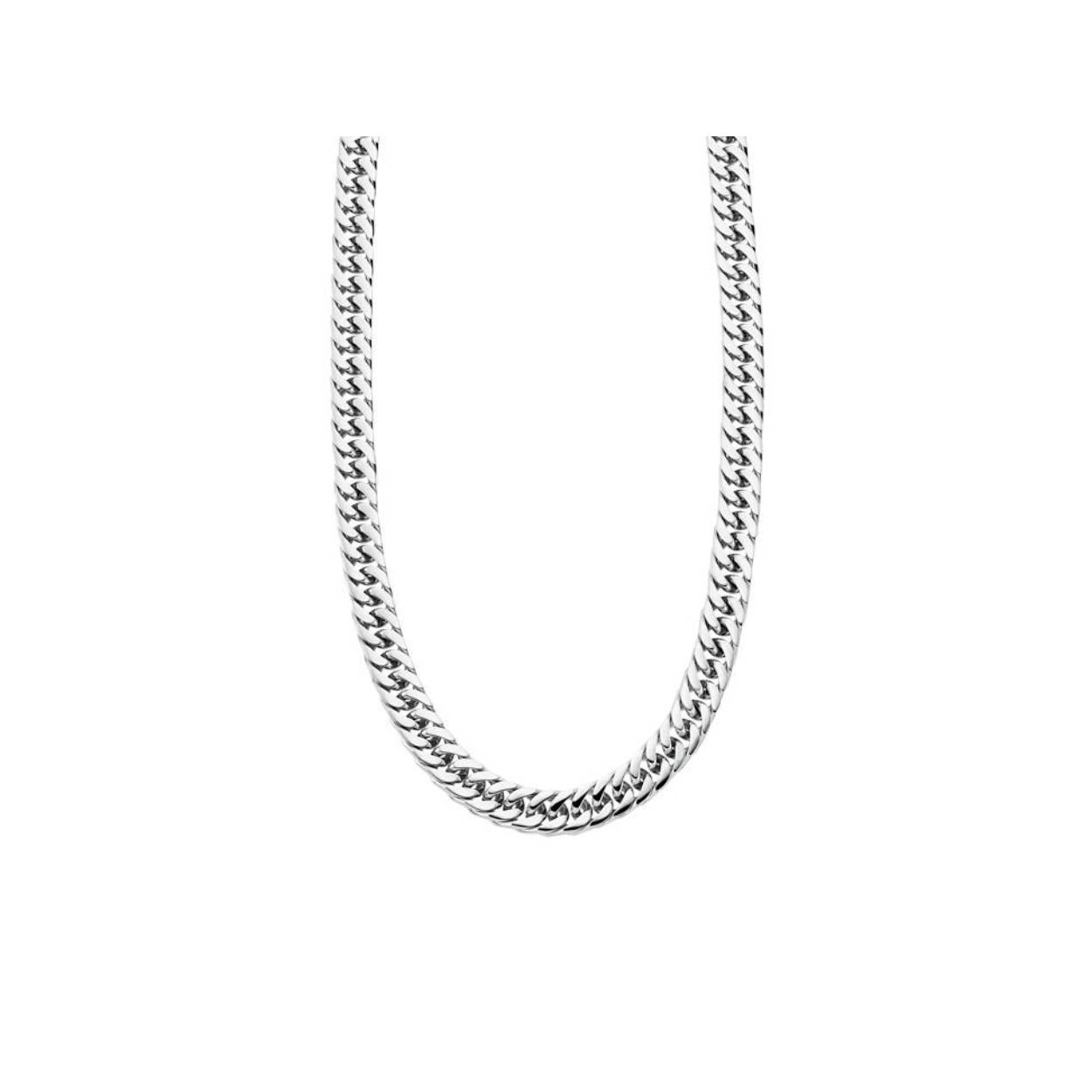 Deze Lotus Style collier voor heren is gemaakt van roestvrij staal en heeft een gourmet schakel. Het collier is 55 cm lang en heeft een stoere uitstraling. Het beste is om dit collier te dragen als statement piece bij een casual of semi-formele outfit. Combineer het met een eenvoudig shirt of een overhemd voor een stijlvolle en trendy look. Maak je outfit compleet met dit opvallende collier!