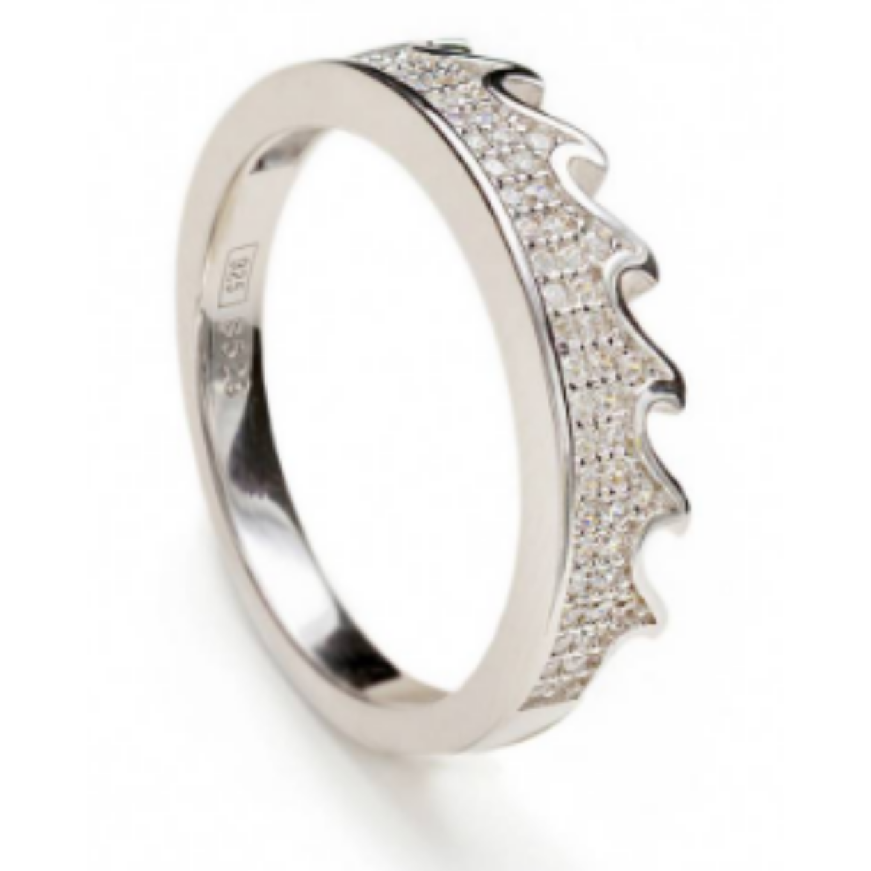 ZILVEREN ZIRCONIA RING MET SPIKE DESIGN