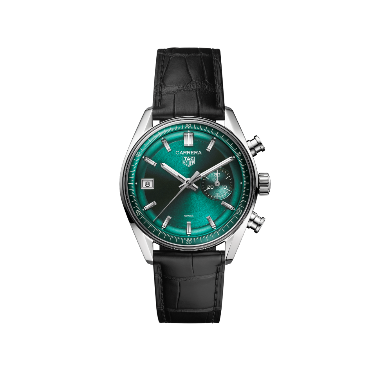 Dit TAG Heuer horloge behoort tot de Carrera collectie.
Referentienummer: CBS2211.FC6545

Erfgoed krijft een eigentijds tintje in deze 39mm TAG Heuer Carrera-chronograaf, die de gedurfde geest van het 60-jarig jubileum van de collectie weerspiegelt. De wijzerplaat is een eerbetoon aan het iconische 'DATO'-ontwerp.

Deze TAG Heuer Carrera heeft een blauwgroene cirkelvormige geborstelde wijzerplaat met chronograafteller van één minuut op 3 uur, en een schuin datumvenster op 9 uur. Dit levert een puur en uiterst leesbare display op. 
De slanke roestvrijstalen kast is waterbestendig tot 100 meter en vindt een perfecte metgezel in de luxe zwarte alligatorleren band.

Het automatische uurwerk wordt aangedreven door het nieuwe interne TH20-07 chronograafuurwerk. Dit uurwerk is een naadloze mix van het legendarische verleden van het Maison en de innovatieve toekomst. Het nieuwe uurwerk biedt een gangreserve van 80 uur.

Uw TAG Heuer is 24 maanden na aankoop beschermd onder fabricagegarantie. Door het horloge te registreren op MyTAGHeuer kunt u deze garantieperiode met nog eens 3 extra jaar verlengen!