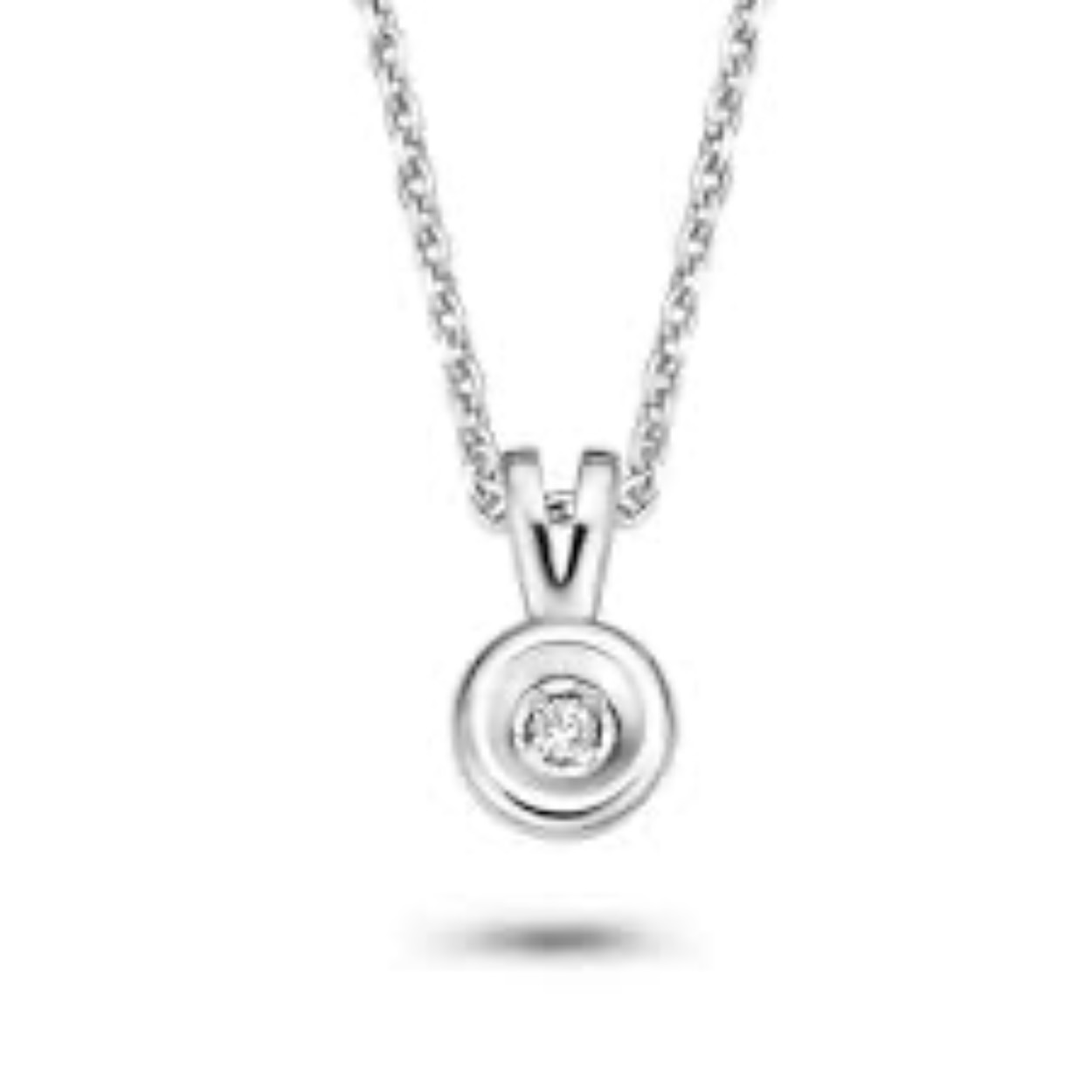 Zilveren collier met briljant
