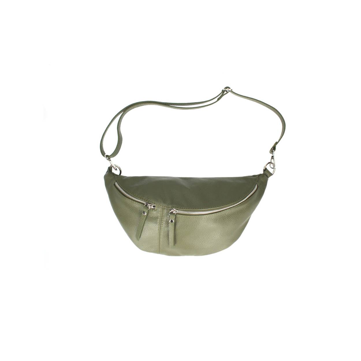 Een echt lederen heuptas

Ritsen voorzijde
Verstelbare riem
Binnen ritsvak
Vak aan de achterzijde
Polyestervoering

Afmetingen:
Hoogte 18cm x breed 36cm x diep 9cm